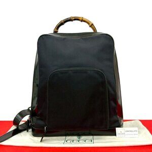 Gucci Vintage Bamboo Nylon Patent Backpack